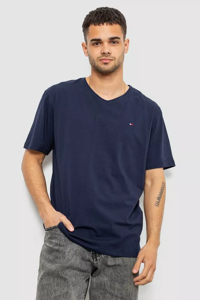 Купити Футболка чоловіча однотонна, колір синій, 244R6312 - Фото №1