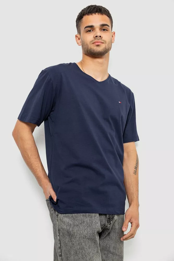 Купити Футболка чоловіча однотонна, колір синій, 244R6312 - Фото №3