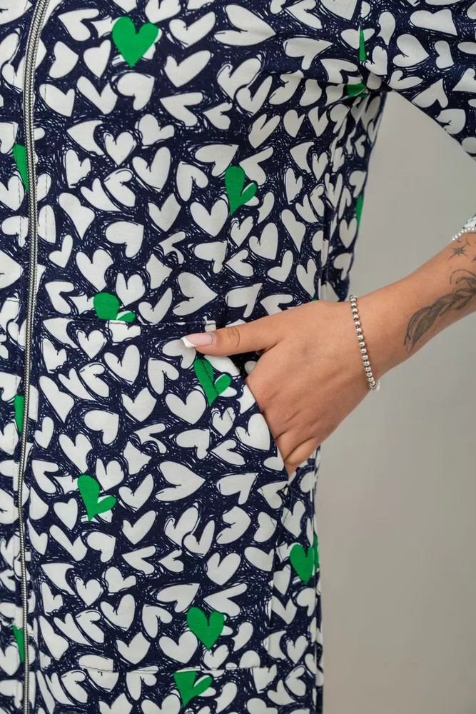 Купить Халат женский на молнии с принтом  -уценка, цвет синий, 257R1026-U - Фото №6