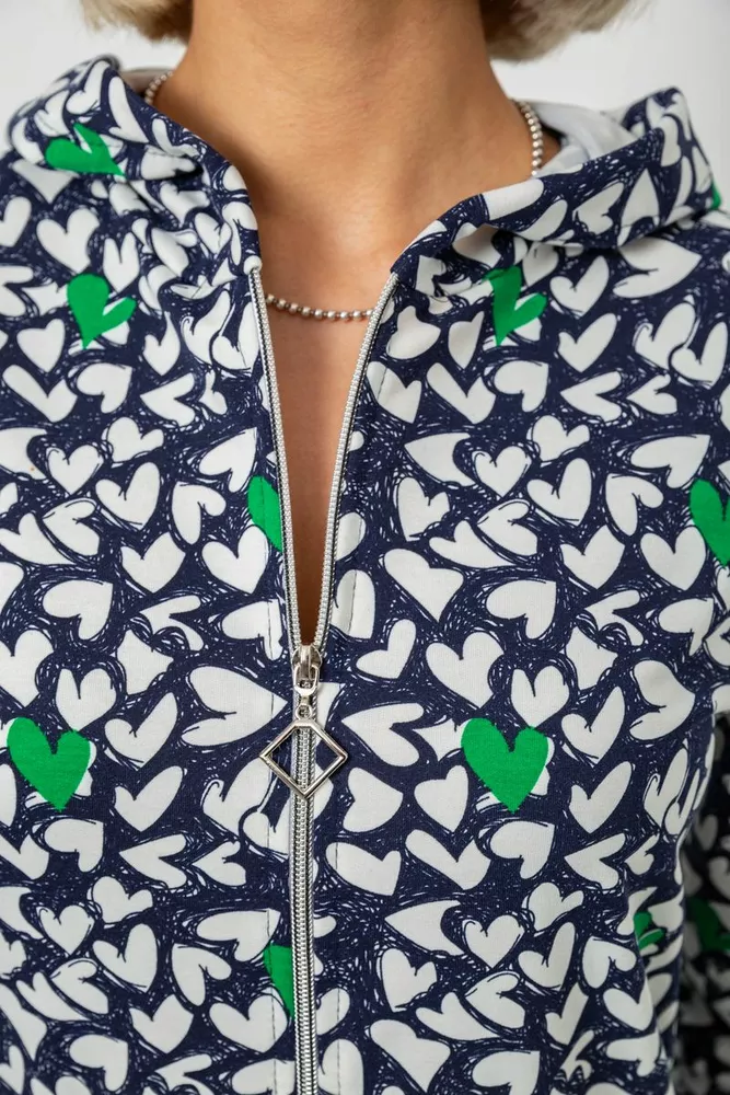 Купить Халат женский на молнии с принтом  -уценка, цвет синий, 257R1026-U - Фото №7