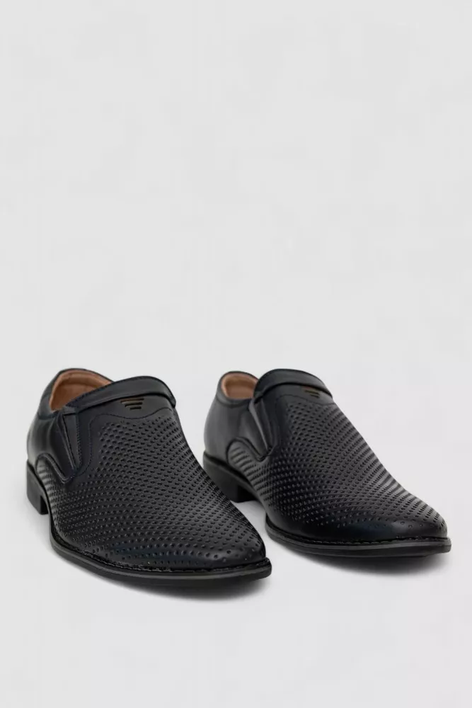Купить Туфли мужские с перфорацией, цвет темно-синий, 243RC302 оптом - Фото №3