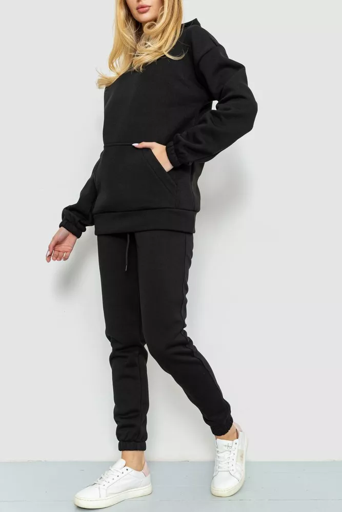 Купити Спорт костюм жіночий на флісі, колір чорний, 102R5221-1 - Фото №3