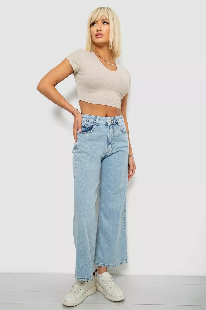 Купить Джинсы женские однотонные Wide leg, цвет голубой, 244R1804S21 - Фото №2