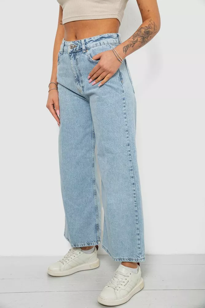 Купить Джинсы женские однотонные Wide leg, цвет голубой, 244R1804S21 - Фото №3