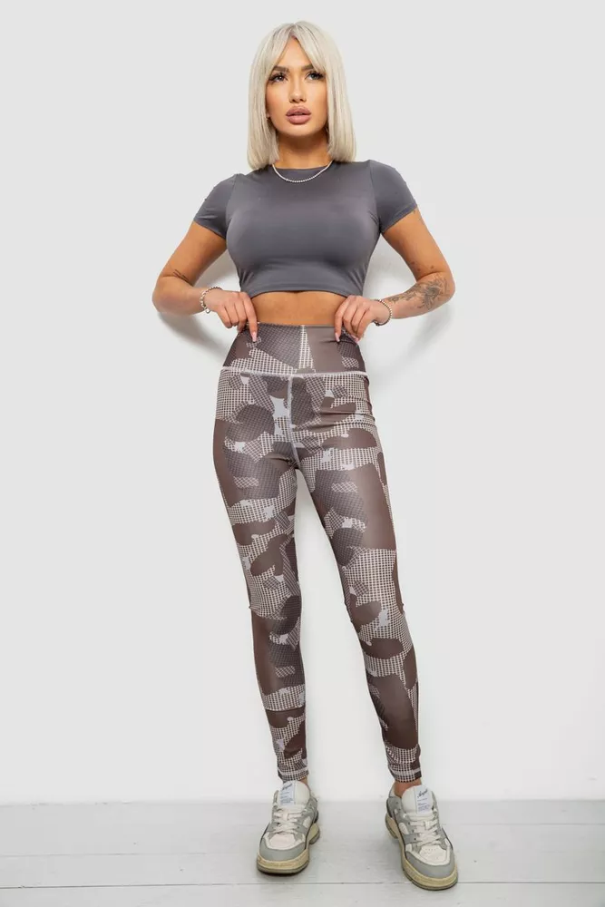 Купити Лосини жіночі з принтом, колір коричневий, 214R090 оптом - Фото №2