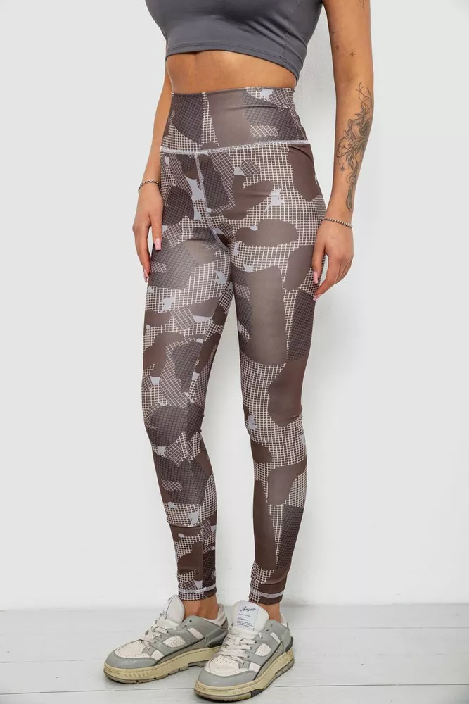 Купити Лосини жіночі з принтом, колір коричневий, 214R090 оптом - Фото №3