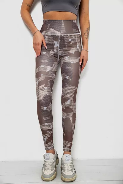 Лосини жіночі з принтом, колір коричневий, 214R090