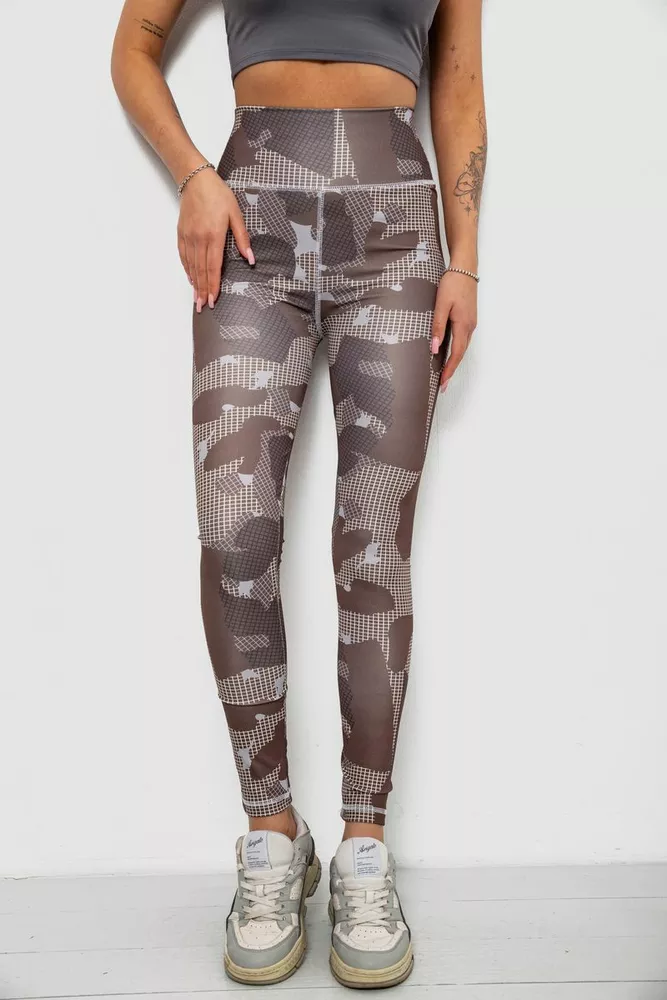 Купити Лосини жіночі з принтом, колір коричневий, 214R090 оптом - Фото №1