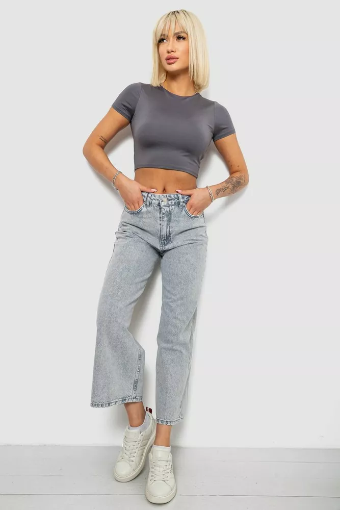 Купить Джинсы женские однотонные Wide leg, цвет серый, 244R1804S21 - Фото №2