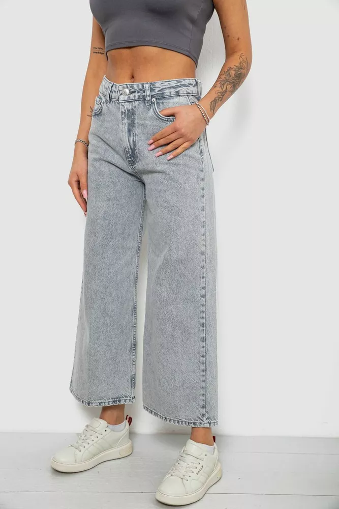 Купить Джинсы женские однотонные Wide leg, цвет серый, 244R1804S21 - Фото №3