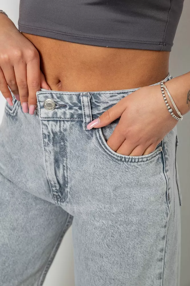 Купить Джинсы женские однотонные Wide leg, цвет серый, 244R1804S21 - Фото №5