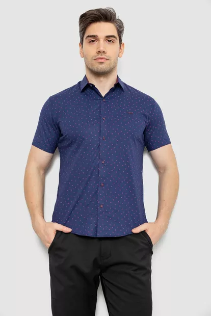 Рубашка мужская с принтом, цвет синий, 214R7340