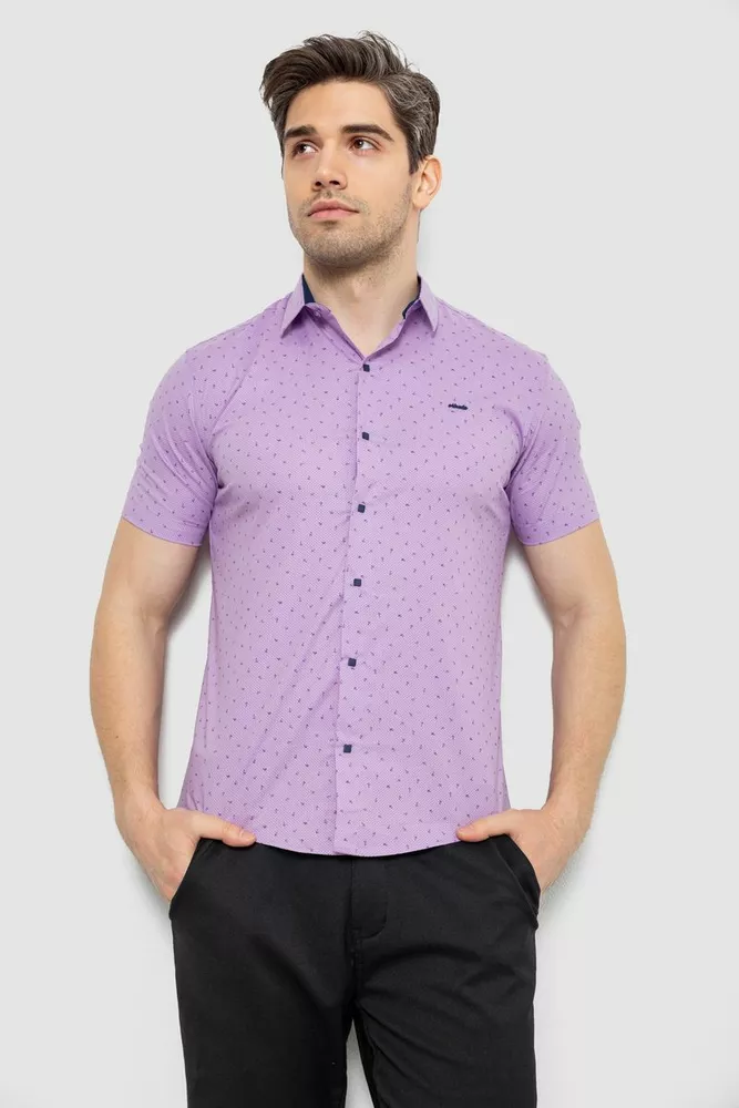 Купить Рубашка мужская с принтом, цвет сиреневый, 214R7340 - Фото №1