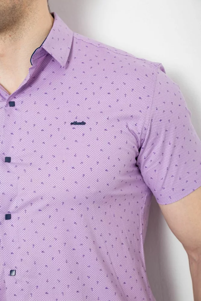 Купить Рубашка мужская с принтом, цвет сиреневый, 214R7340 - Фото №5