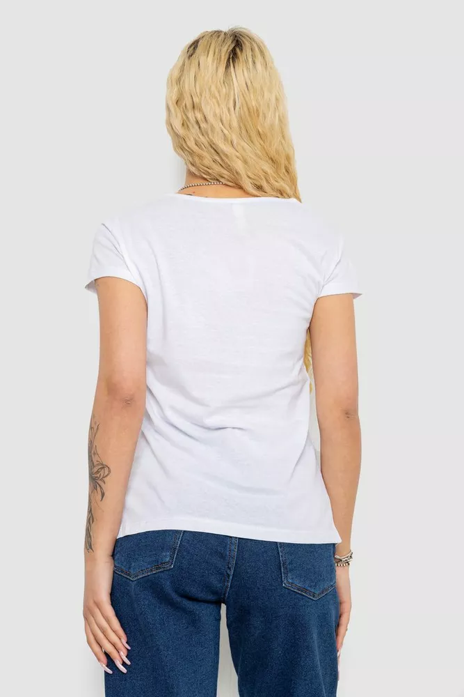 Купити Футболка жіноча однотонна, колір білий, 244R2206 - Фото №4