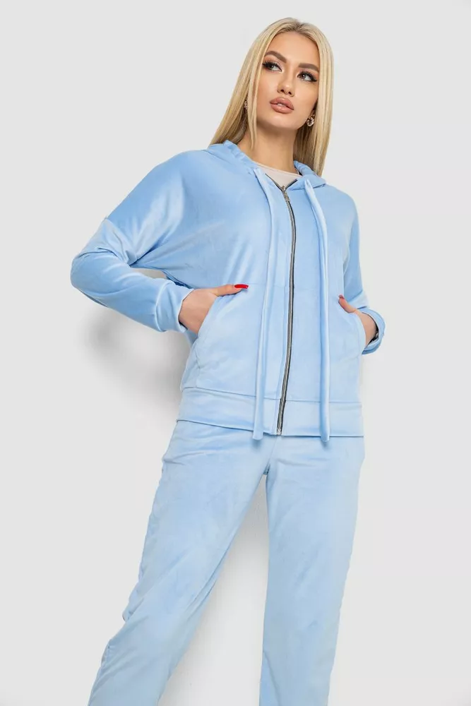 Купить Спортивный костюм женский велюровый  -уценка, цвет голубой, 177R018-U-5 - Фото №2