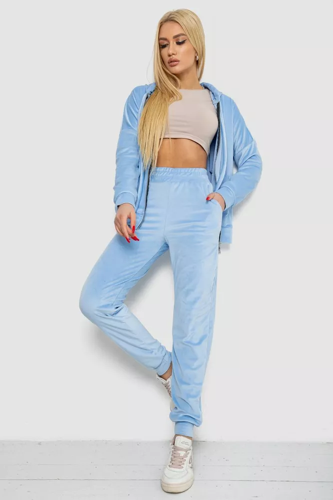 Купить Спортивный костюм женский велюровый  -уценка, цвет голубой, 177R018-U-5 - Фото №3