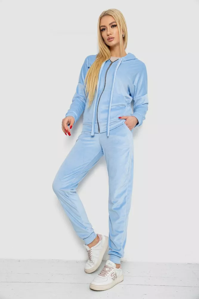 Купить Спортивный костюм женский велюровый  -уценка, цвет голубой, 177R018-U-5 - Фото №1