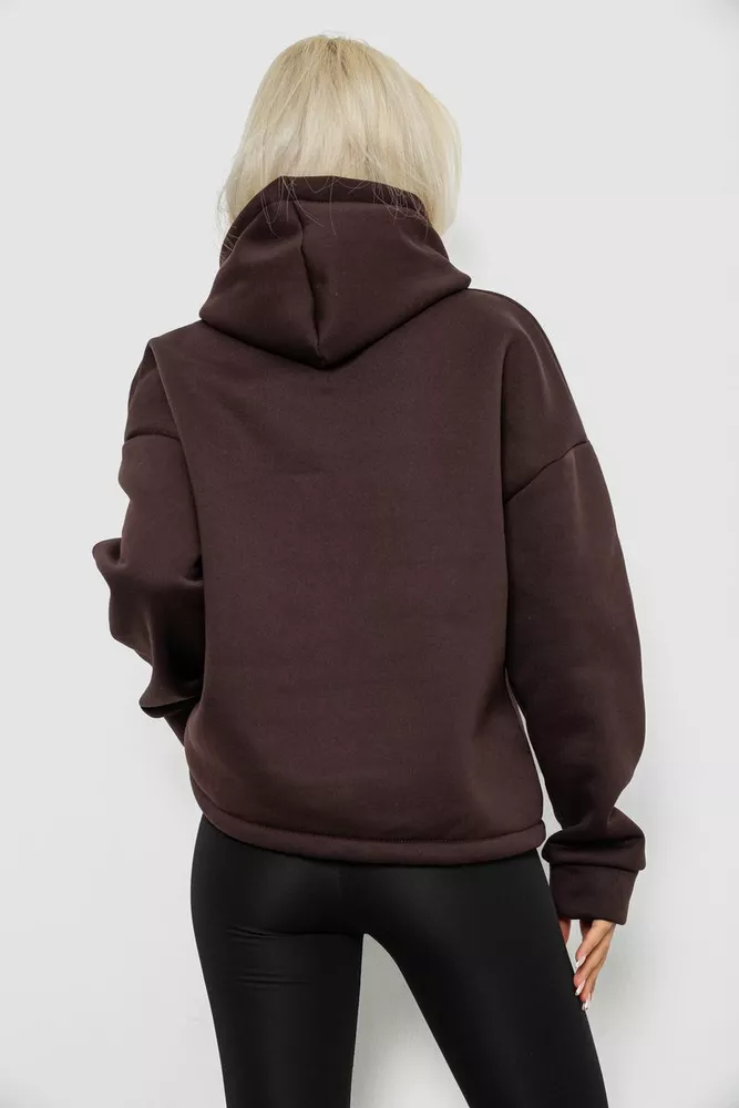 Купить Худи женский с капюшоном на флисе, цвет шоколадный, 257R335 - Фото №4