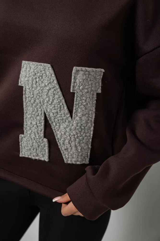 Купить Худи женский с капюшоном на флисе, цвет шоколадный, 257R335 - Фото №5