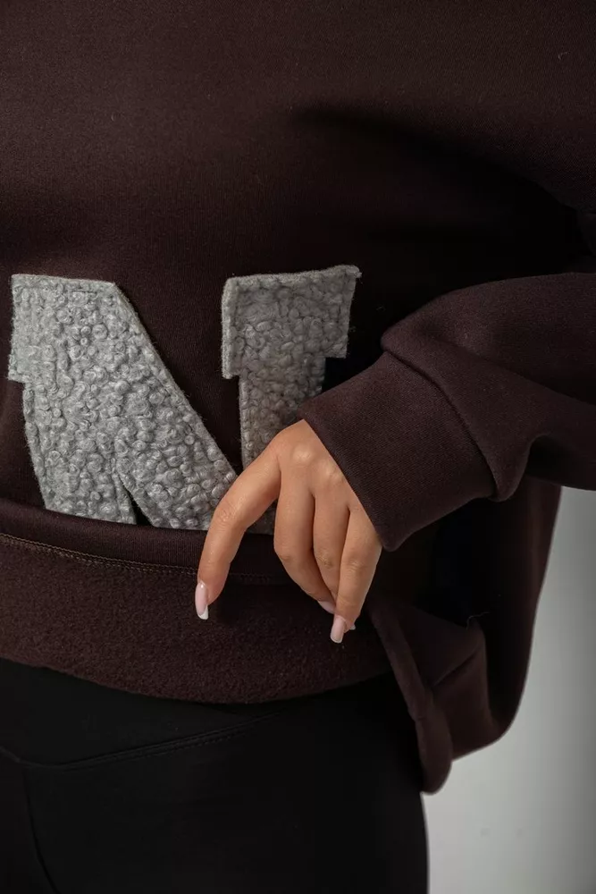 Купить Худи женский с капюшоном на флисе, цвет шоколадный, 257R335 - Фото №6