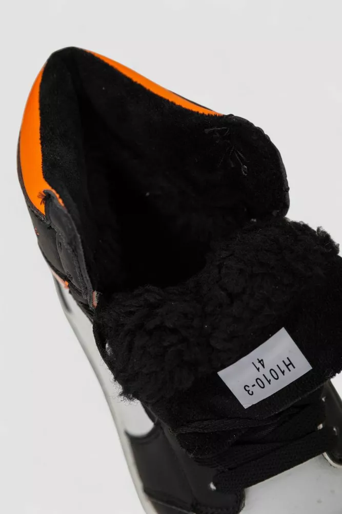 Купити Кросівки чоловічі зимові на хутрі  -уцінка, колір чорно-помаранчевий, 248RH1010-3-U-1 - Фото №6