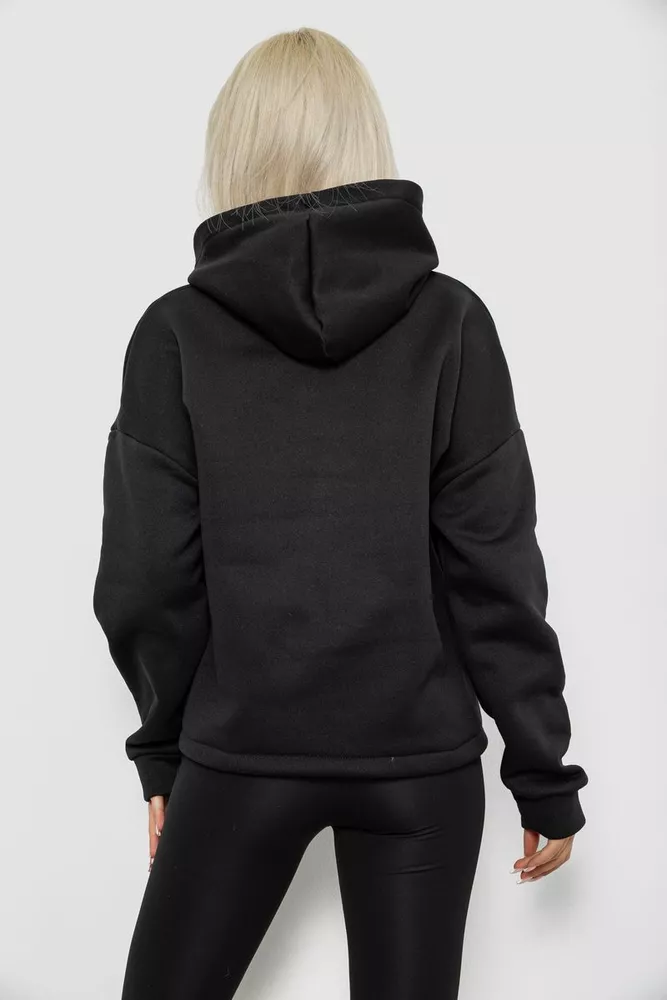 Купить Худи женский с капюшоном на флисе, цвет черный, 257R335 - Фото №4