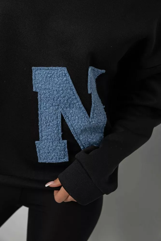 Купить Худи женский с капюшоном на флисе, цвет черный, 257R335 - Фото №5