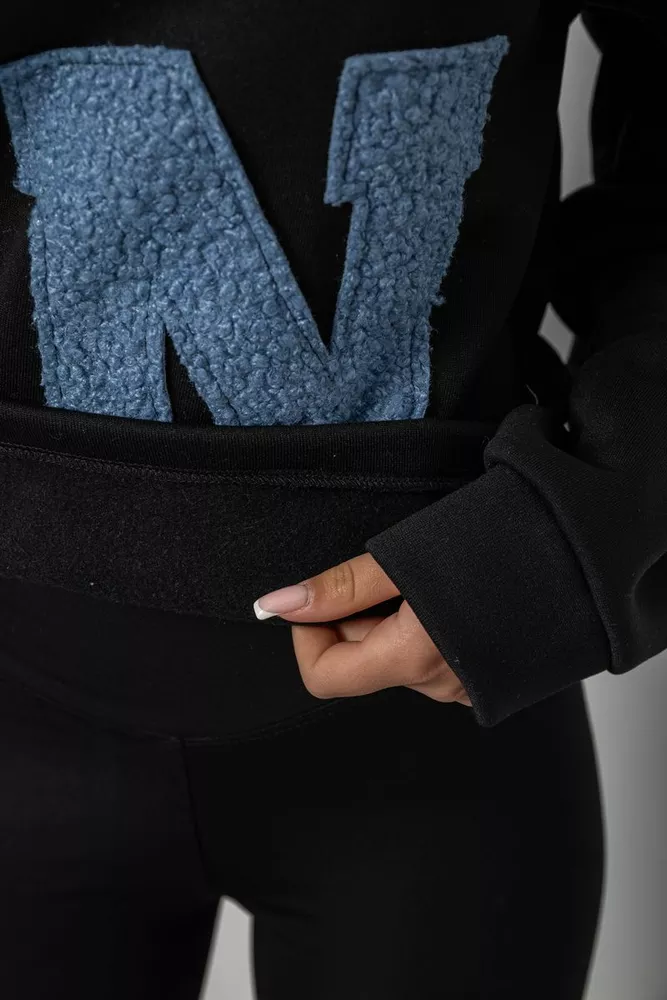 Купить Худи женский с капюшоном на флисе, цвет черный, 257R335 - Фото №6