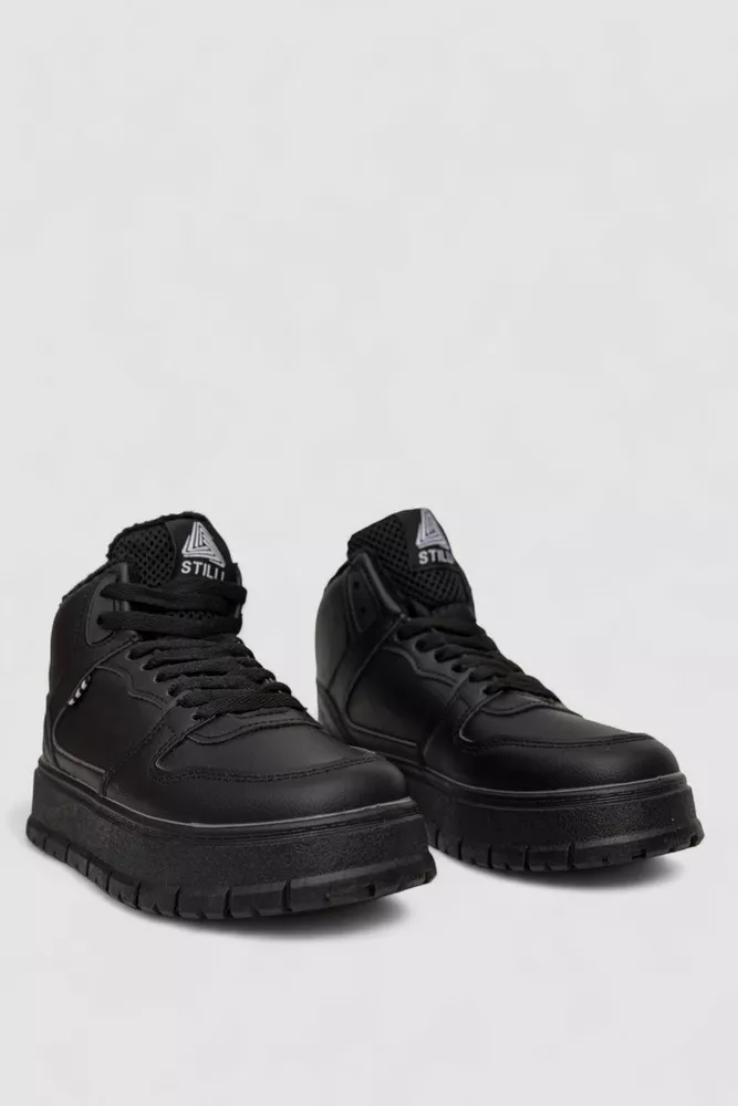 Купить Кроссовки женские на меху, цвет черный, 248RMB09 - Фото №3