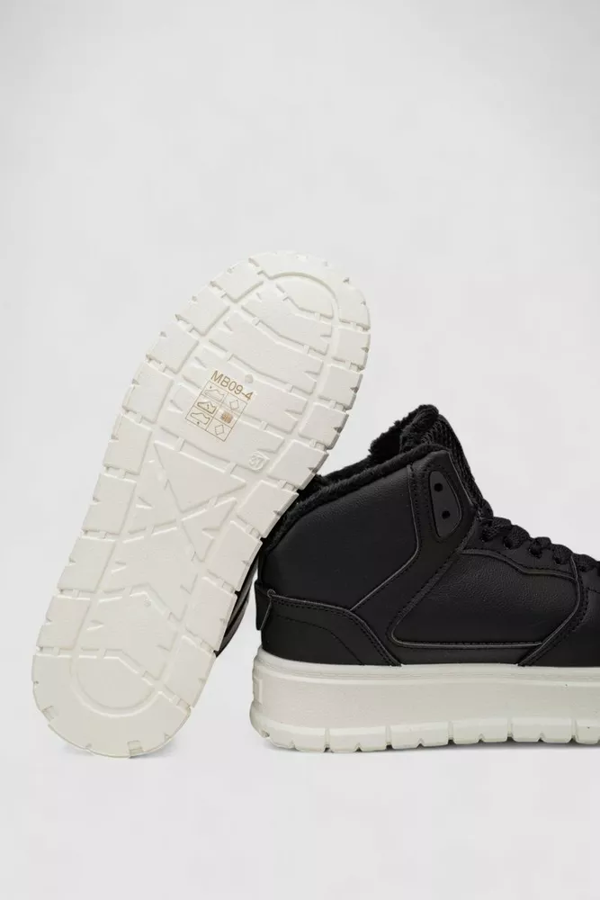 Купити Кросівки жіночі зимові на хутрі, колір чорно-білий, 248RMB09 - Фото №5