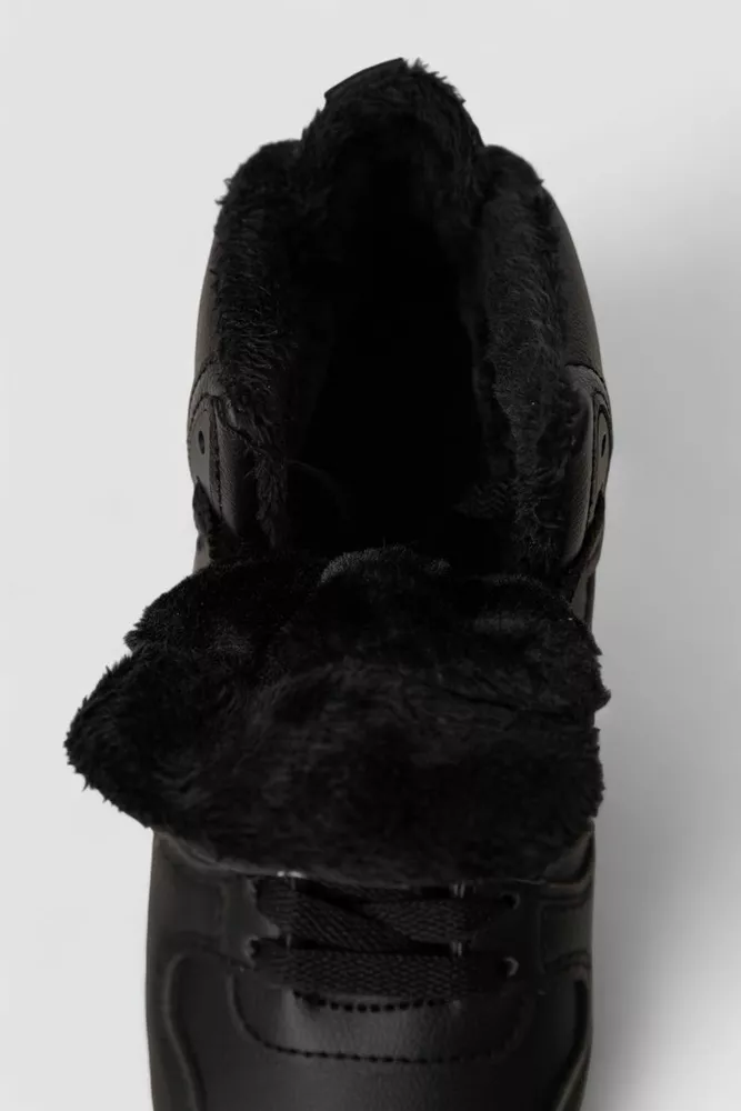Купити Кросівки жіночі зимові на хутрі, колір чорно-білий, 248RMB09 - Фото №6
