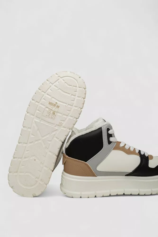 Купити Кросівки жіночі зимові на хутрі, колір чорно-сірий, 248RMB09 - Фото №5