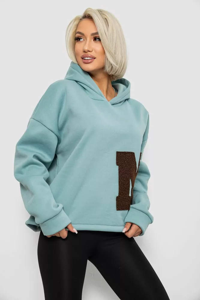 Купить Худи женский с капюшоном на флисе, цвет светло-оливковый, 257R335 - Фото №3