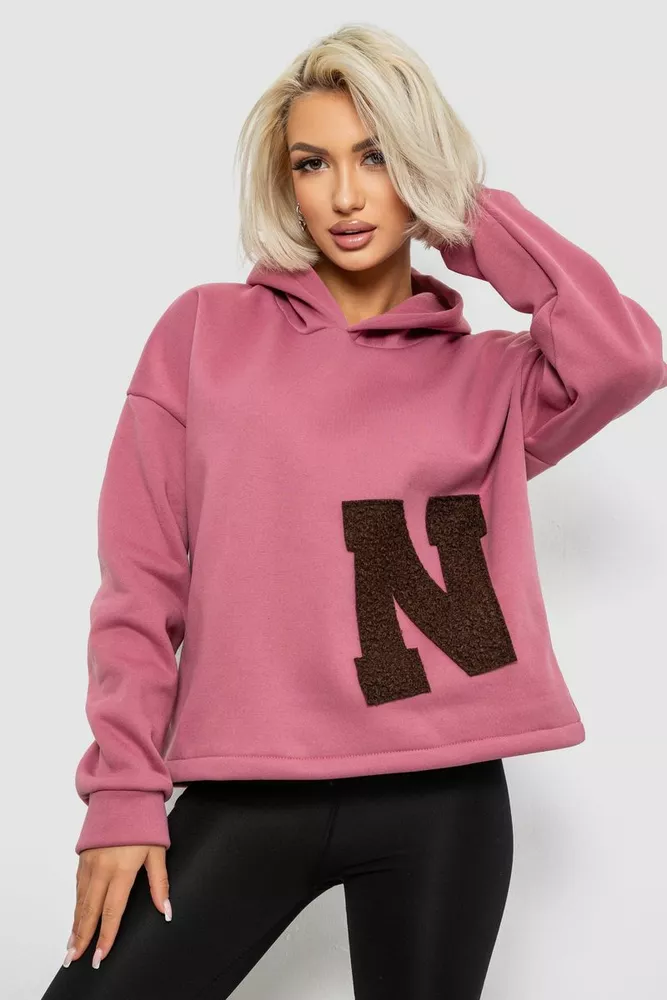Купить Худи женский с капюшоном на флисе, цвет пудровый, 257R335 - Фото №1