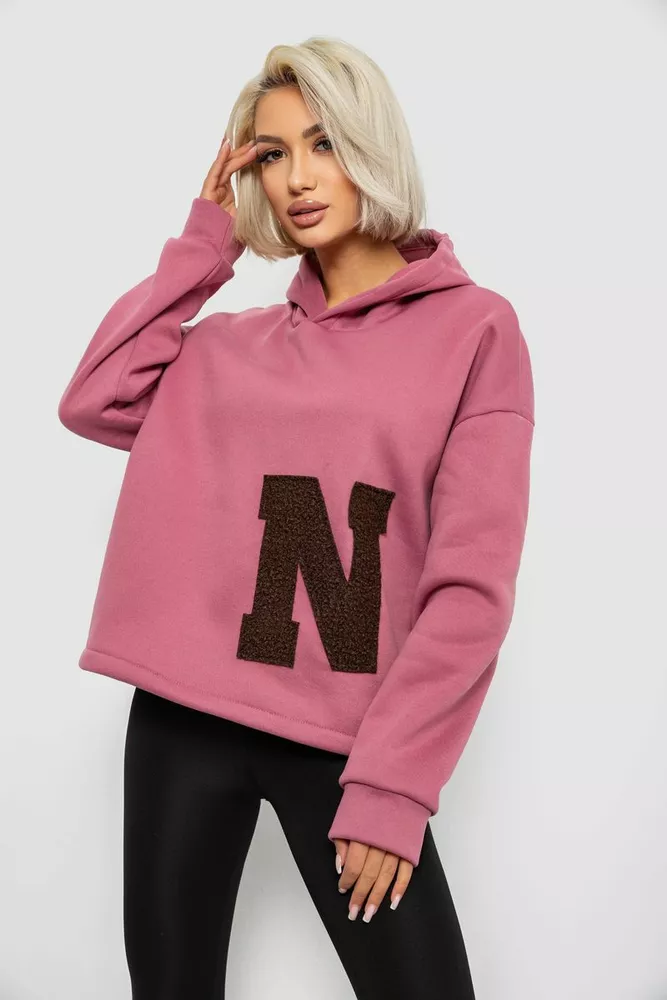 Купить Худи женский с капюшоном на флисе, цвет пудровый, 257R335 - Фото №3