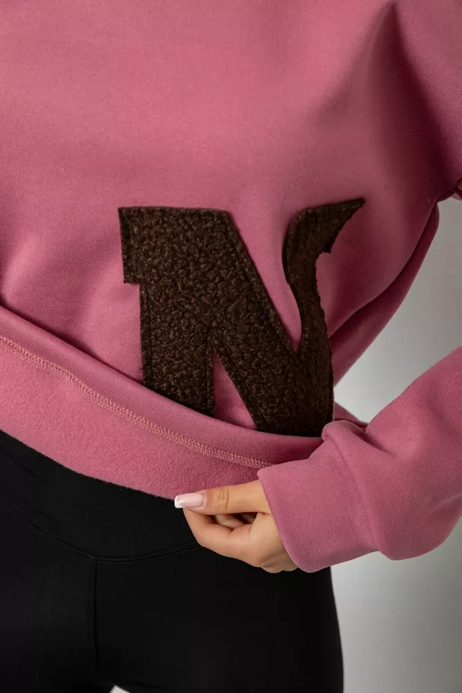 Купить Худи женский с капюшоном на флисе, цвет пудровый, 257R335 - Фото №6