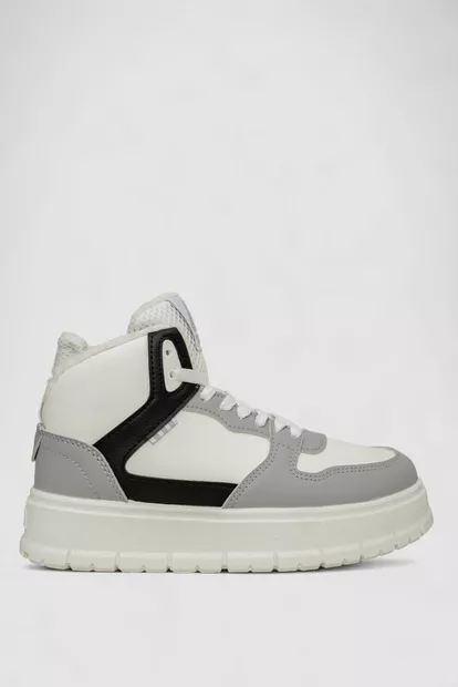 Кроссовки женские на меху, цвет серо-белый, 248RMB09