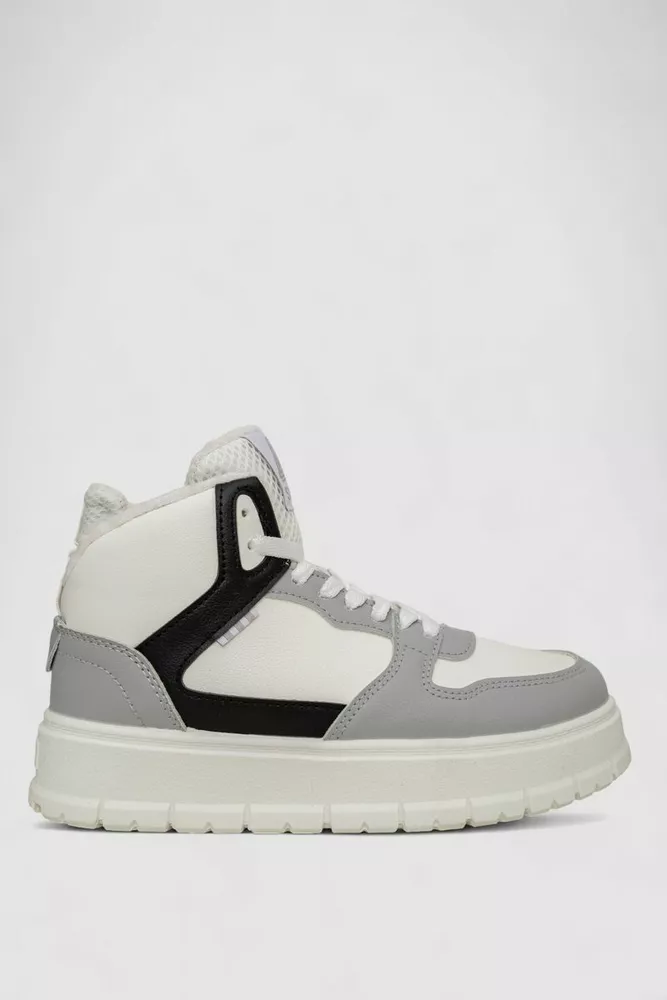 Купити Кросівки жіночі зимові на хутрі, колір сіро-білий, 248RMB09 - Фото №1