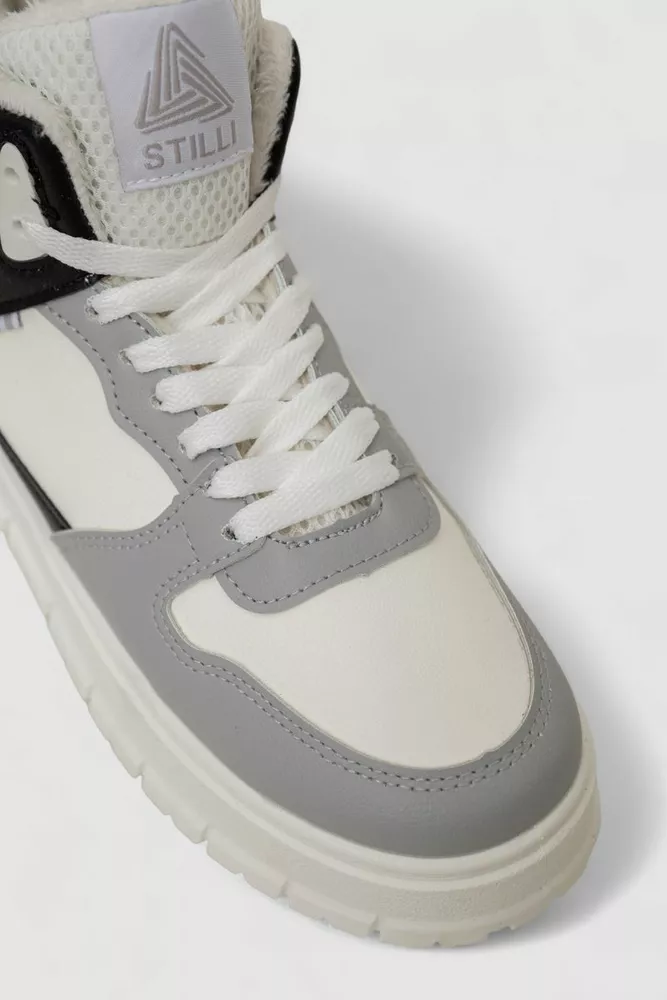 Купити Кросівки жіночі зимові на хутрі, колір сіро-білий, 248RMB09 - Фото №2