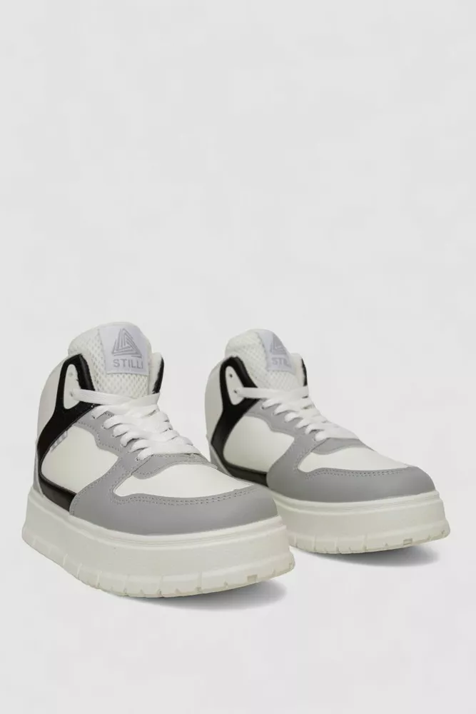 Купити Кросівки жіночі зимові на хутрі, колір сіро-білий, 248RMB09 - Фото №3