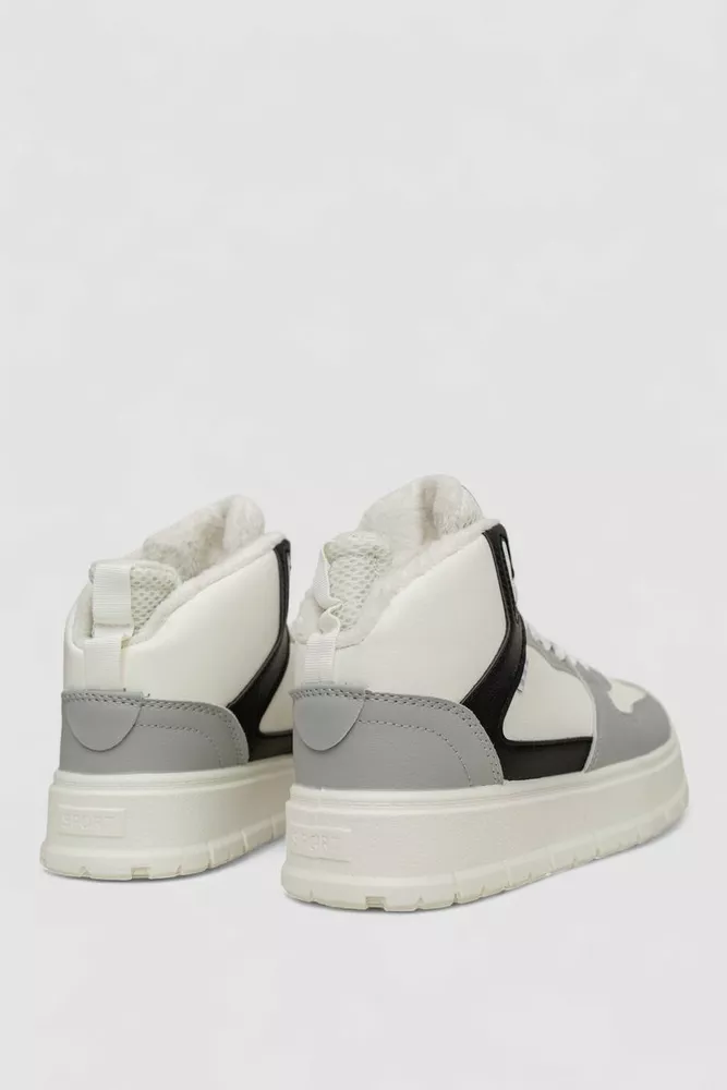 Купити Кросівки жіночі зимові на хутрі, колір сіро-білий, 248RMB09 - Фото №4