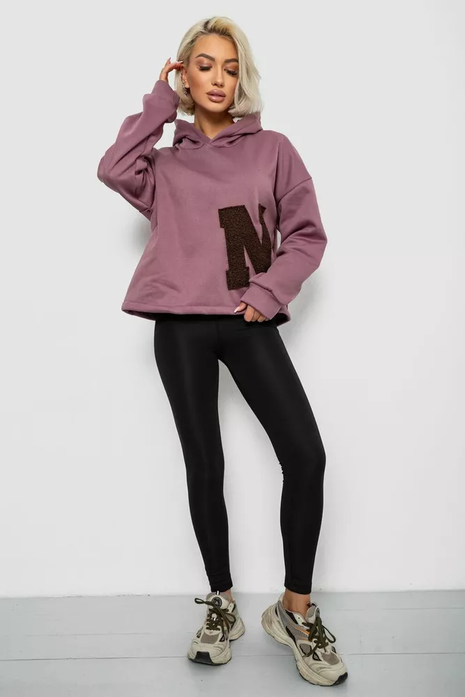 Купить Худи женский с капюшоном на флисе, цвет сливовый, 257R335 - Фото №2