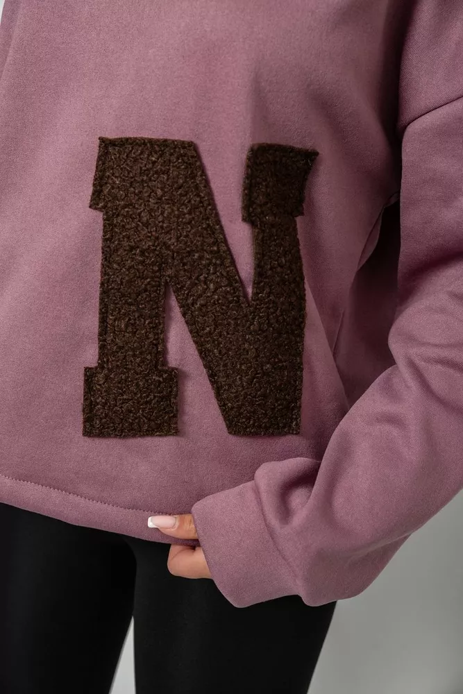 Купить Худи женский с капюшоном на флисе, цвет сливовый, 257R335 - Фото №5