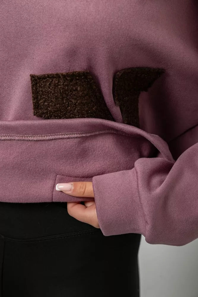 Купить Худи женский с капюшоном на флисе, цвет сливовый, 257R335 - Фото №6
