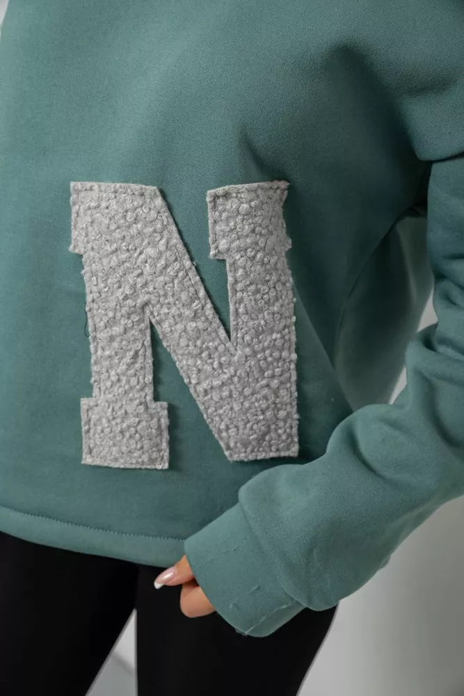 Купить Худи женский с капюшоном на флисе, цвет оливковый, 257R335 - Фото №5