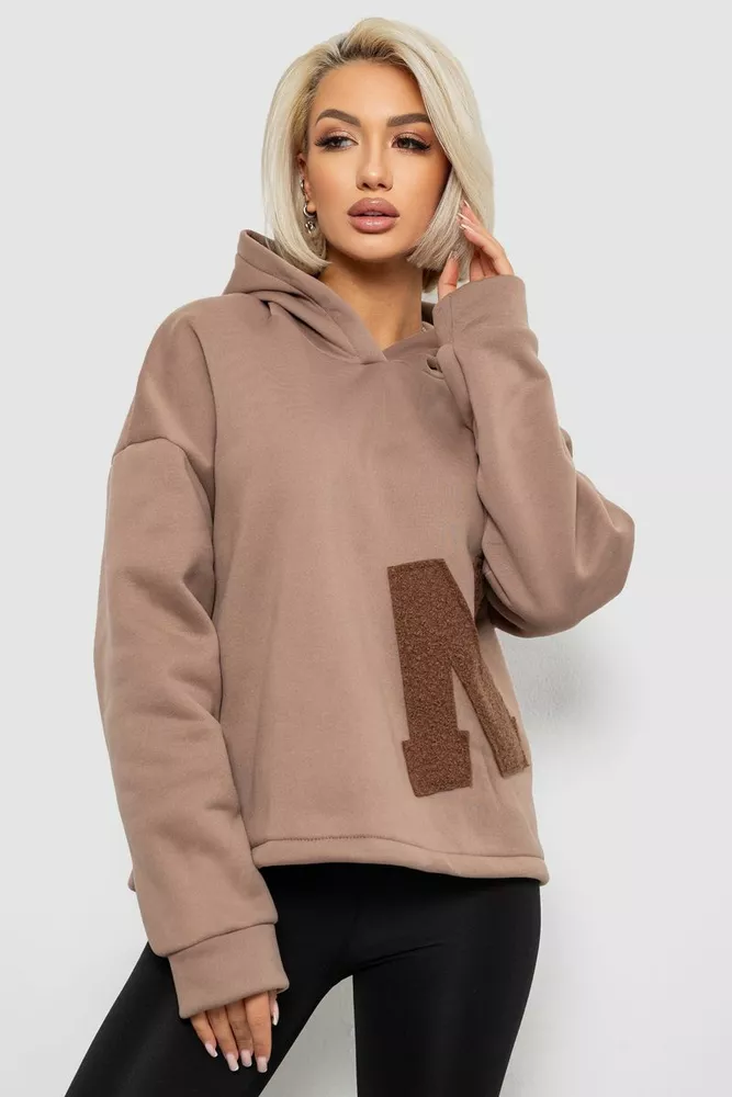 Купить Худи женский с капюшоном на флисе, цвет бежевый, 257R335 - Фото №1