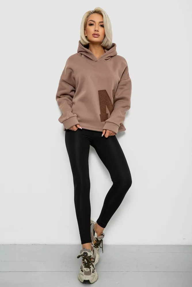 Купить Худи женский с капюшоном на флисе, цвет бежевый, 257R335 - Фото №2