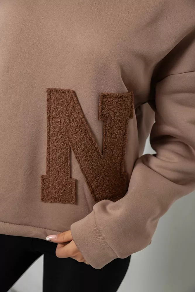 Купить Худи женский с капюшоном на флисе, цвет бежевый, 257R335 - Фото №5