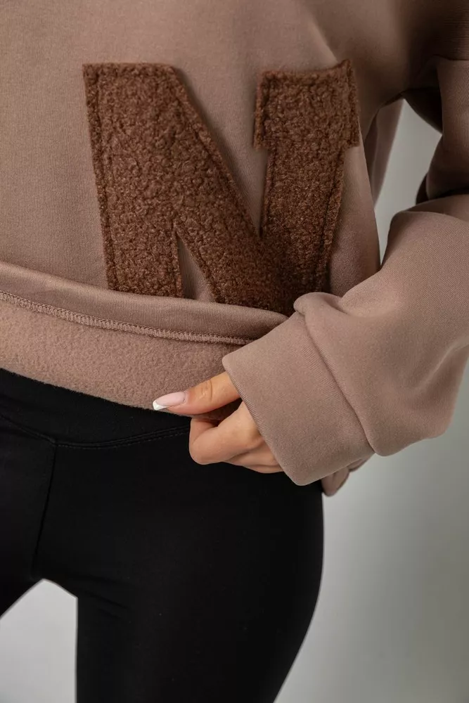 Купить Худи женский с капюшоном на флисе, цвет бежевый, 257R335 - Фото №6